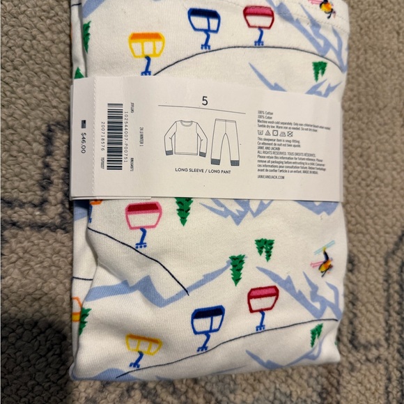 Janie and Jack Ski Print Pajama Set - White with Multicolor - Picture 2 of 2